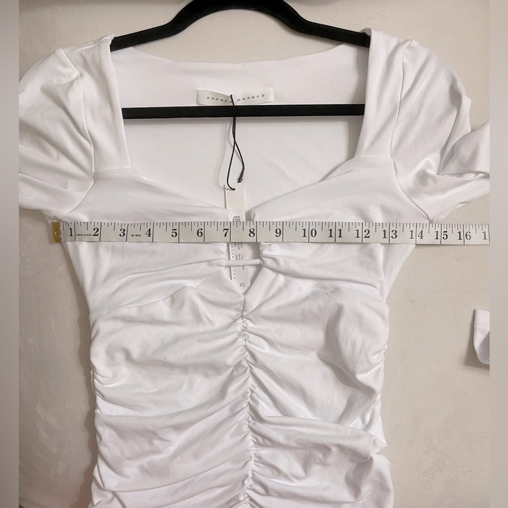 NEW Susana Monaco Angle Wire Long Sleeve Gathered Top Color- Sugar Size XS - Picture 6 of 8